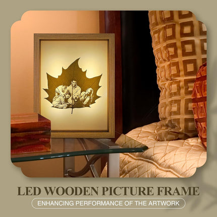 Personalized Leaf Carving Art Displayed in LED Light Photo Frame, Custom Photo Gift for Love, Travel & Celebrations