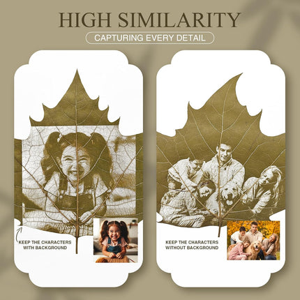 Personalized Leaf Carving Art Displayed in LED Light Photo Frame, Custom Photo Gift for Love, Travel & Celebrations